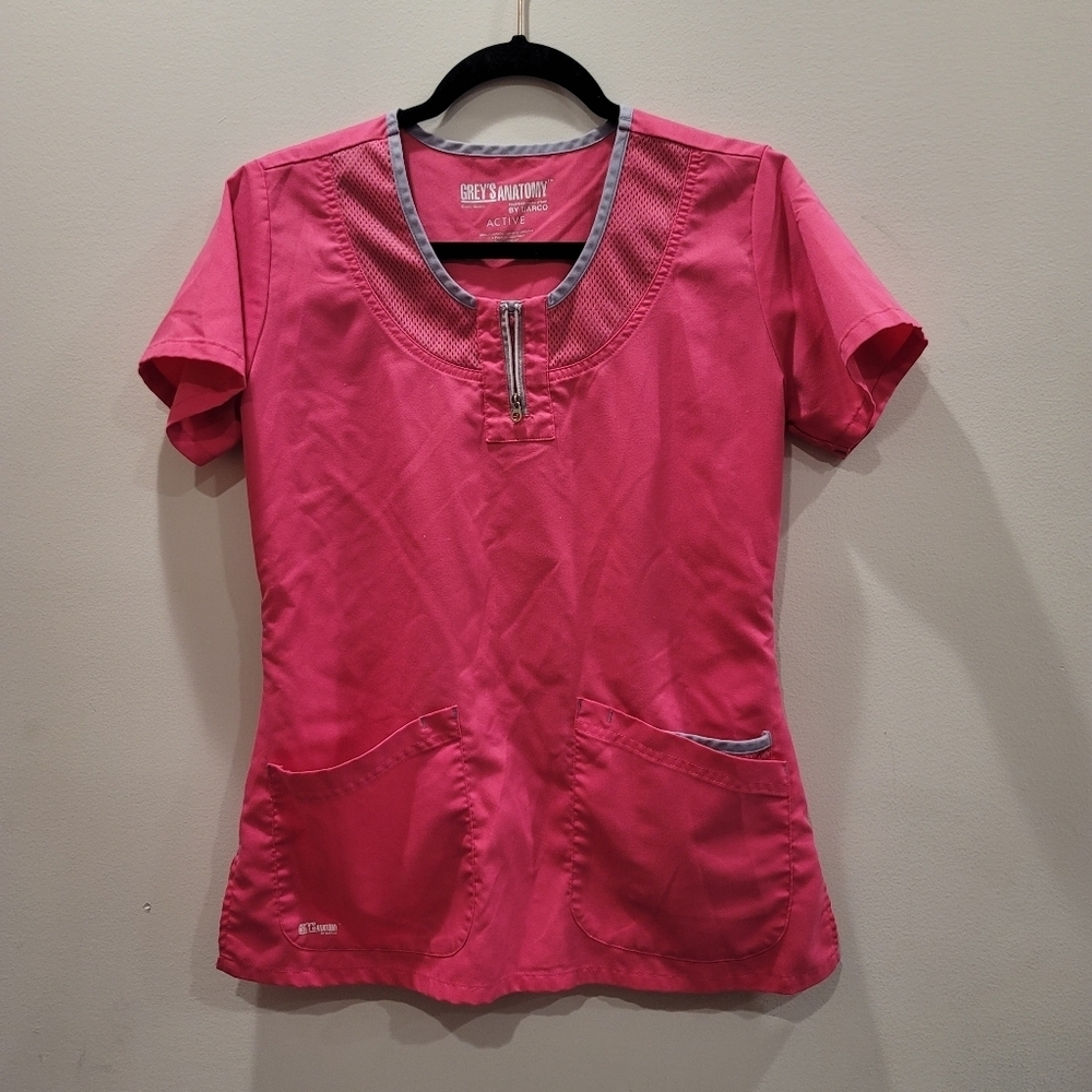 Sz Small Grey's Anatomy by Barco Active Pink Scrub Top Modern Workwear